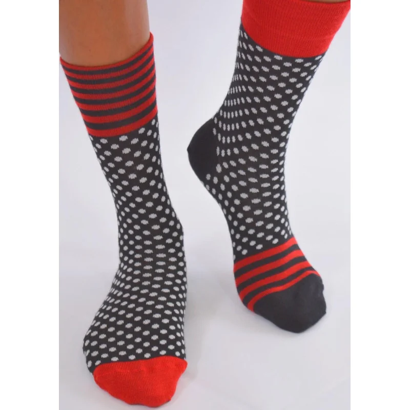 chaussettes laine Berthe aux grands pieds pois asymétriques