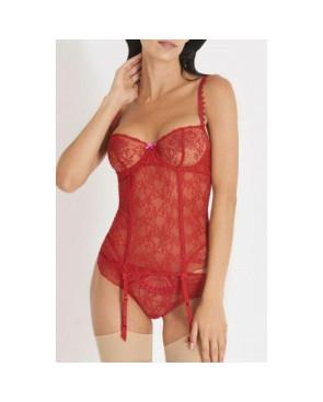 guêpière aubade HD92 gala dentelle rouge