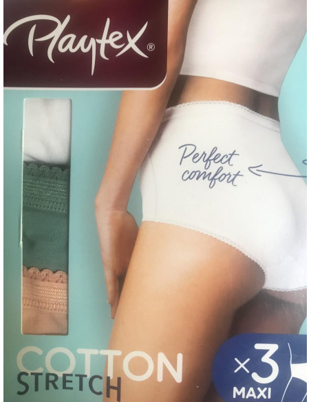 Culottes Coton stretch Playtex  Roses verts blanches