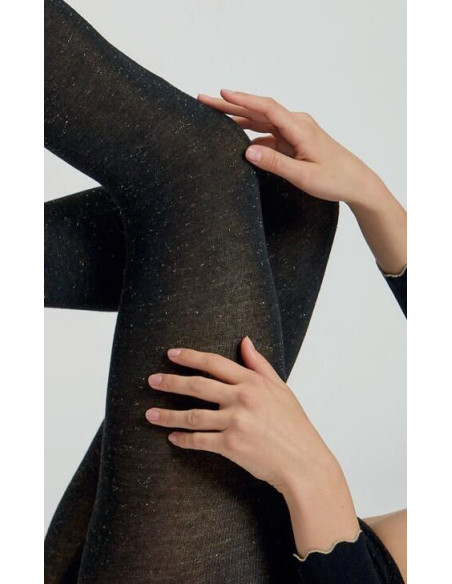 Collant viscose San Giacomo Veloute à paillette lurex argenté