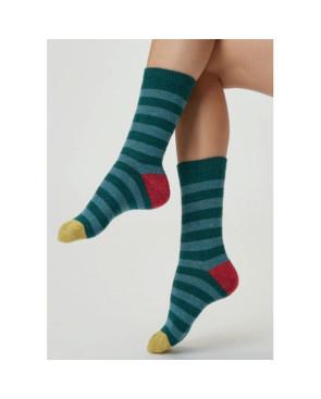 Chaussettes Laine et soie Rayures vertes san giacomo