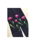 Collant Hiver Fleurs de Pavot Bleues