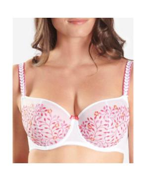 Soutien gorge Balconnet Aubade Blanc fleurs Roses