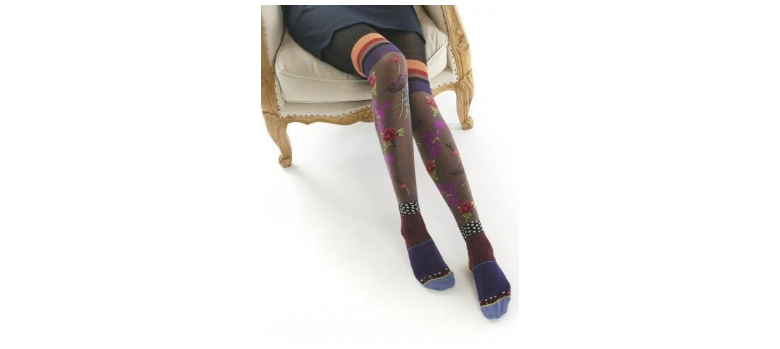 collant hiver Dub et Drino Precious kaki fleuri PAtchwork