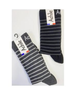 Duo Cahussettes Achille rayures Mariner