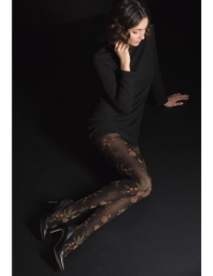 Collant opaque noir Fleurs D'oranger