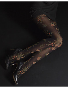 Collant opaque noir Fleurs D'oranger 2