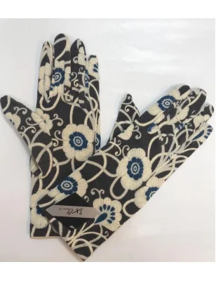 gants imprimés Ixli en polaire fleurs Bleues