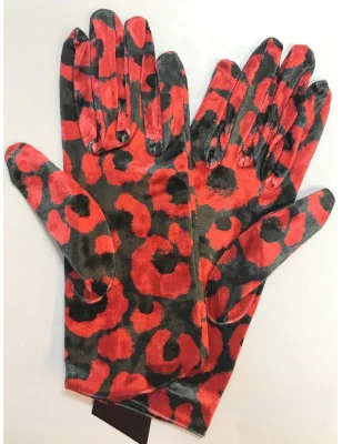 jolis gants fantaisie en polaire imprimé Ixli coquelicots rouges