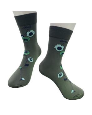 Chaussettes à Fleurs Berthe aux grands Pieds Lycra kaki