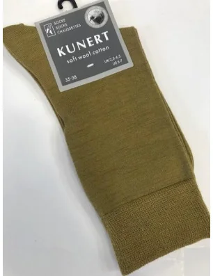 chaussettes fines hiver laine et coton moutarde Kunert