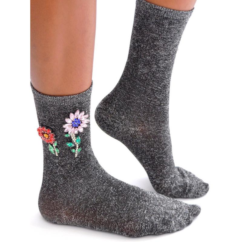 Chaussettes Viscose Lurex Broches Orfèvre Les Petits Caprices