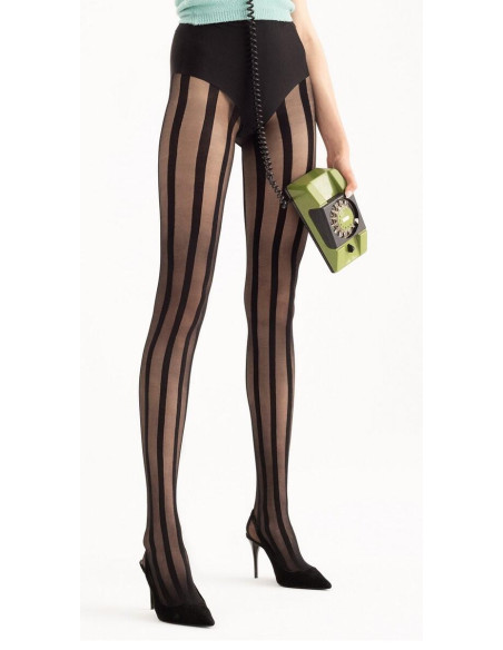 collant noir Fiore Rayures verticale