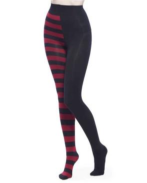  Collant-asymlmètrique-opaque-Rayures-noires-rouge-halloween-avant