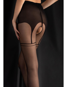 collant noir porte jarretelles effet trompe l'oeil ouvert 2