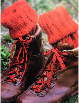 chaussettes de randonnée laine cotelée rouge