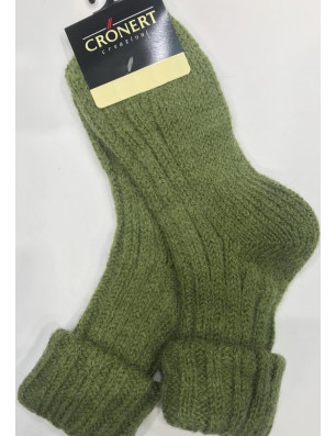 Chaussettes bien chaudes en laine authentique vert