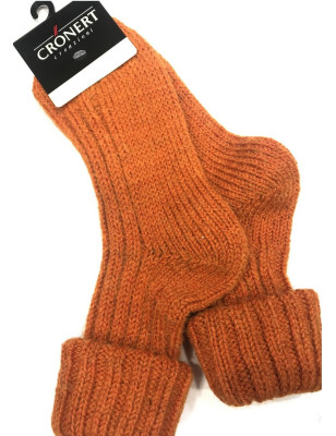 grosse chaussettes à cotes en bonne laine épaisse orange Cronert