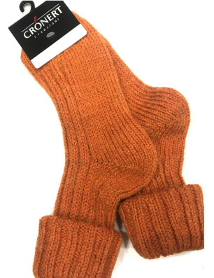grosse chaussettes à cotes en bonne laine épaisse orange Cronert