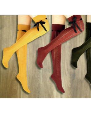 Jambière-coton-Cronert-noir-Torsadé-ruban-assortiment-couleur