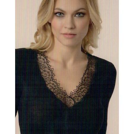 Chemise Moretta Dentelle Col V Camel
