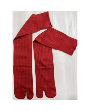 Mi-bas-coton-cotes-Tabis-classique-rouge