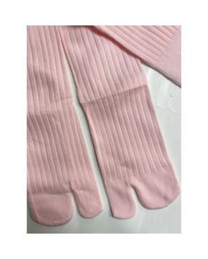 Mi-bas-coton-cotes-Tabis-classique-rose
