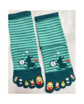  chausettes-coton-les-petits-caprices-5-doigts-de-pieds-lapin-d-amour-verte