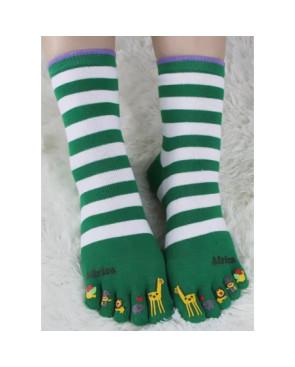 chausettes-coton-les-petits-caprices-5-doigts-de-pieds-rayures-bi-colore-vert-Africa