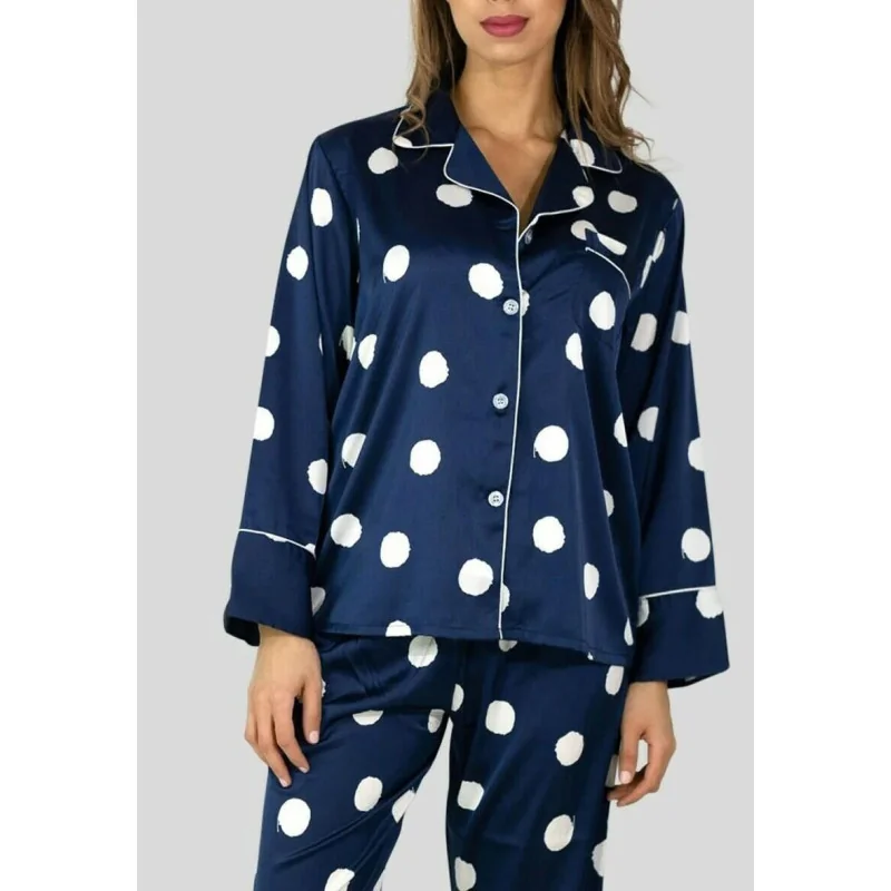 Pyjama Satiné HN Marine Flocon