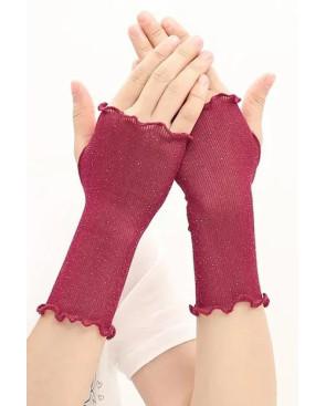 Mitaines-légères-maille-strassées -Les-petits-caprices-rouge