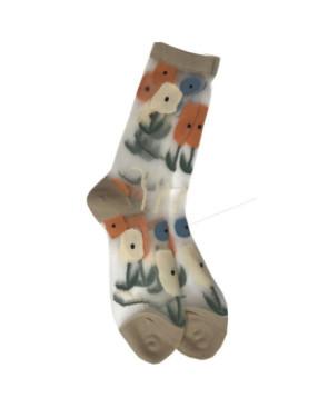 chaussettes-cristal--transparente-coton-LPC-bouquet-de-tulipes-de-couleurs-base-corde