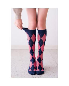 MI-BAS-coton-Argyle-bleu-rose