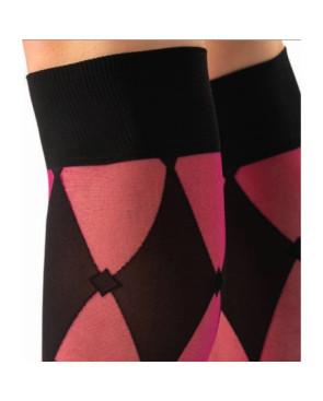  MI-BAS-lycra-losange-tendance-noir-et-bordeau-détail