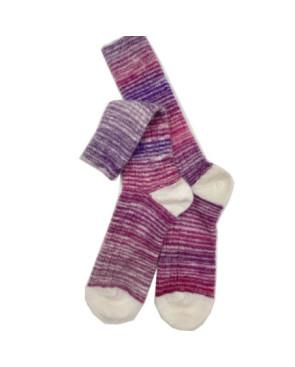  Chaussettes-Ciocca-1912-laine-mohair-brun-rose-violette-à-plat