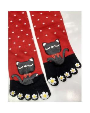 Chaussettes 5 doigts Plumetis et fantaisie chats