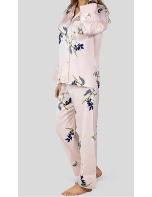 pyjama femme satin poudre fleuri