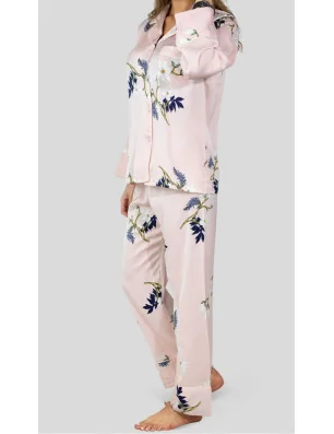 pyjama femme satin poudre fleuri