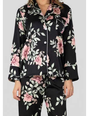 Pyjama fleuri tendance noir à fleurs
