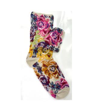 Chaussettes-Precieuses-Pierre-Mantoux-bouquet-fleuris-abstraits-rose-orange