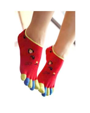  Socquettes-invisibles-coton-5-doigts-chats-rouges-assis
