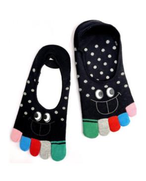 Socquettes-invisibles-coton-5-doigts-noir-plumetis-sourire
