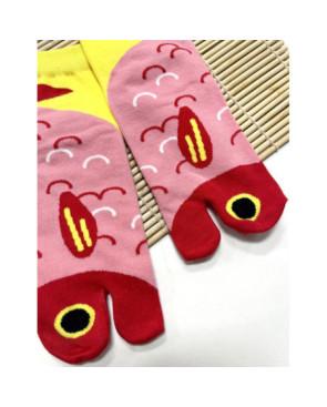 chaussettes-coton-tabis-Poissons-roses-rouges