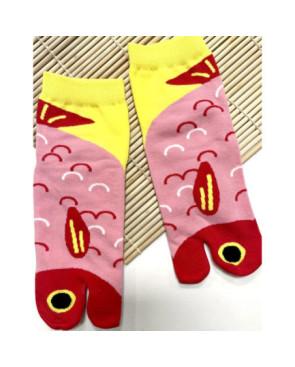  chaussettes-coton-tabis-Poissons-roses-rouges-entier