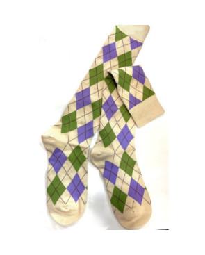  Mi-bas-coton-Argyle-corde-kiwi-lilas-tendance-caprices-entier