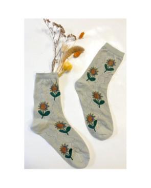 chaussettes-viscose-lurex-doux-gris-fleurs-bouquet-se-fleurs-tournesol