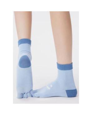 Chaussettes-5-doigts-Smile-coton-maille-piqué-bleu-ciel