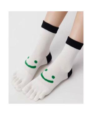 Chaussettes-5-doigts-Smile-coton-maille-piqué-blanc