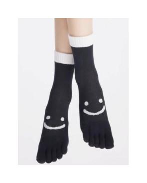 Chaussettes-5-doigts-Smile-coton-maille-piqué-noir