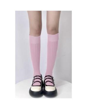 Mi-bas-COTON-fin-cotes-chics-rose-antique